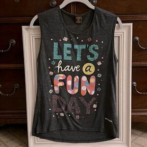 Vintage Paul Frank Juniors charcoal gray tank top w colorful  detail NWOT XS